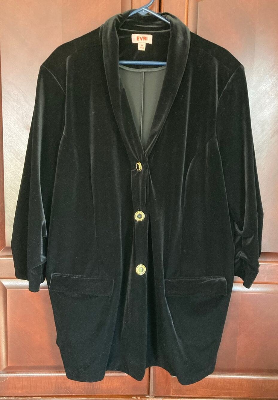 Evri - 90s Style Whimsigoth Oversized Slouchy Velvet Blazer Rouched Sleeves - 3X